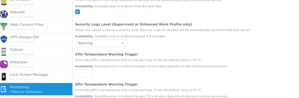 monitoring payload